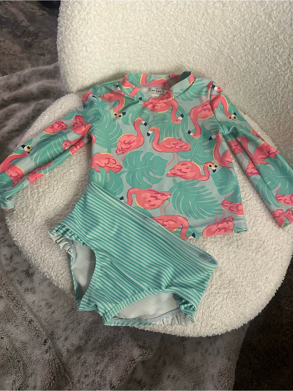 Carter's Pink Flamingo Toddler Swimsuit 12m